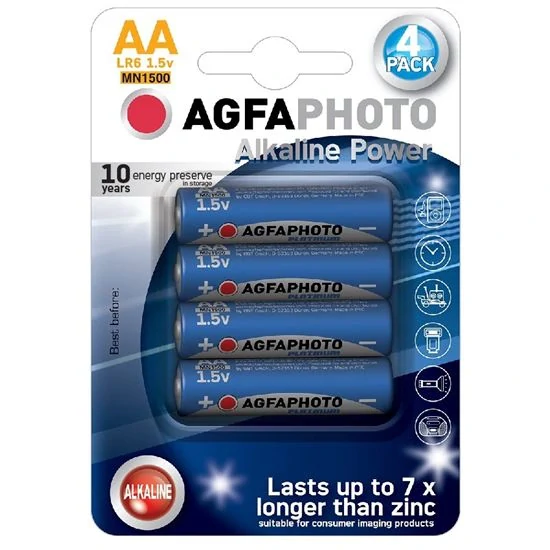 AgfaPhoto Power Alkaline tužkové batérie AA (LR6), 1,5 V – 4 ks
