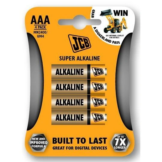JCB Super Alkaline mikrotužkové batérie AAA (LR03), 1,5 V – 4 ks