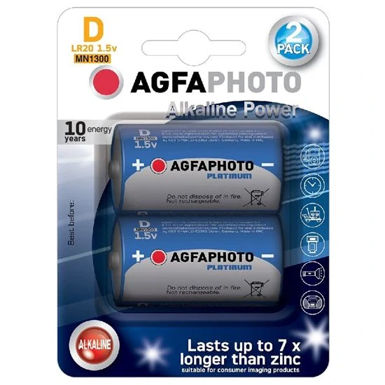 AgfaPhoto Power Alkaline veľké monočlánky D (LR20), 1,5 V – 2 ks
