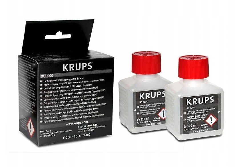 Krups XS9000 čistiaca tekutina 2×100 ml – čistič mliečnych ciest a cappuccino systému