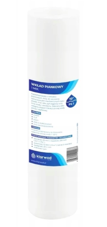 Filtračná vložka Klarwod - vinuté vlákno + polypropylén 10" - 1 mikrón