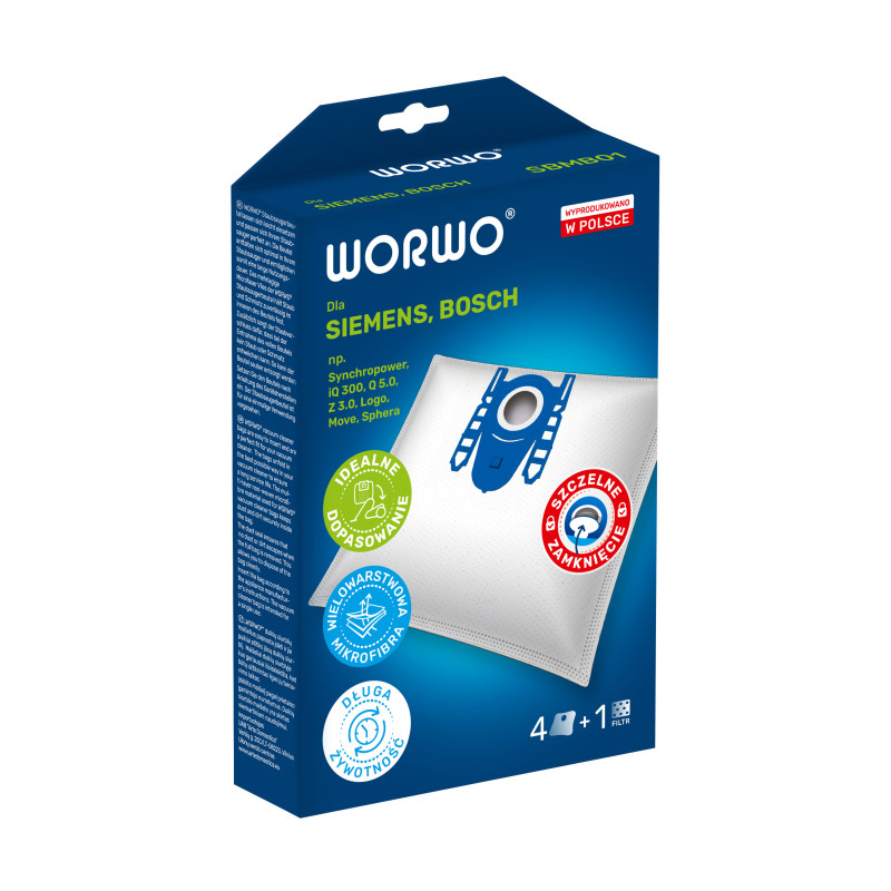 Worwo SBMB01 - vrecká pre vysávače Siemens, Bosch - 4ks + filter