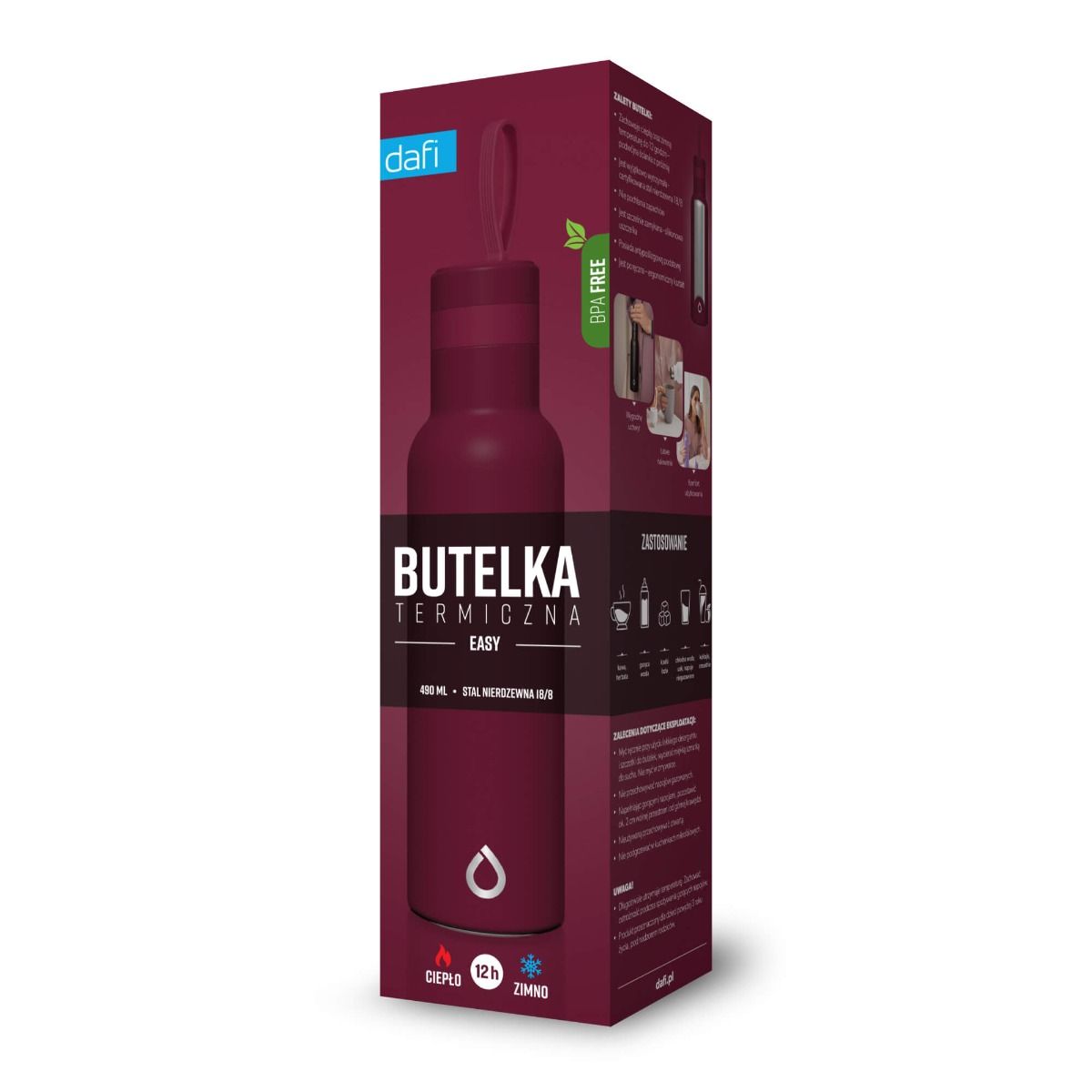 Termoska DAFI Thermal Bottle 0,5 l – burgundy nerezová fľaša na teplé aj studené nápoje
