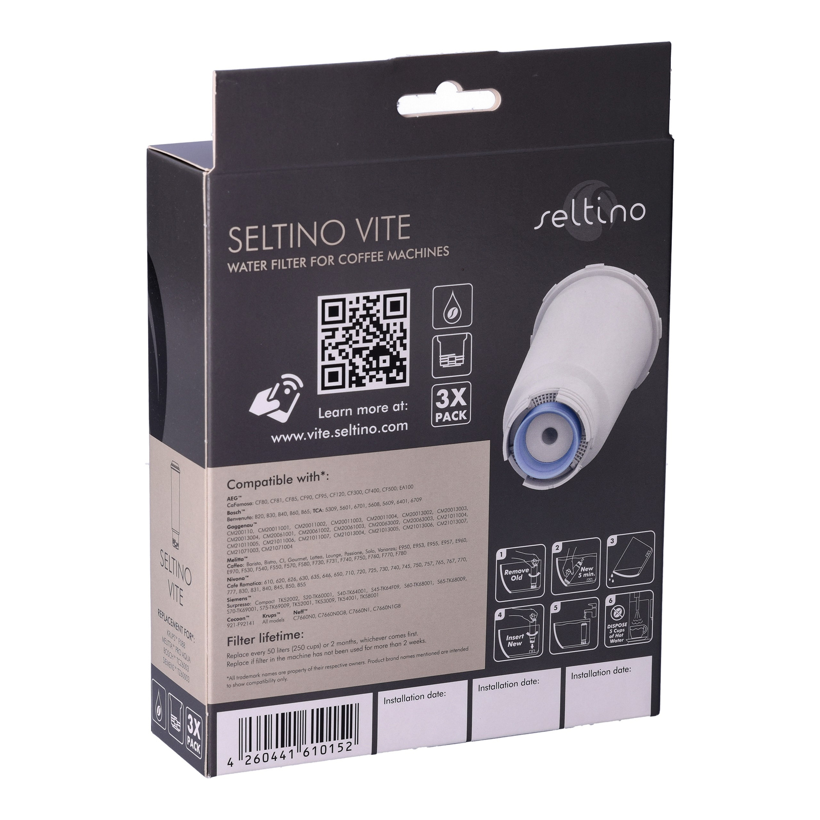 Seltino Vite - náhradný vodný filter za Krups F088, Nivona NIRF 701 - 3ks