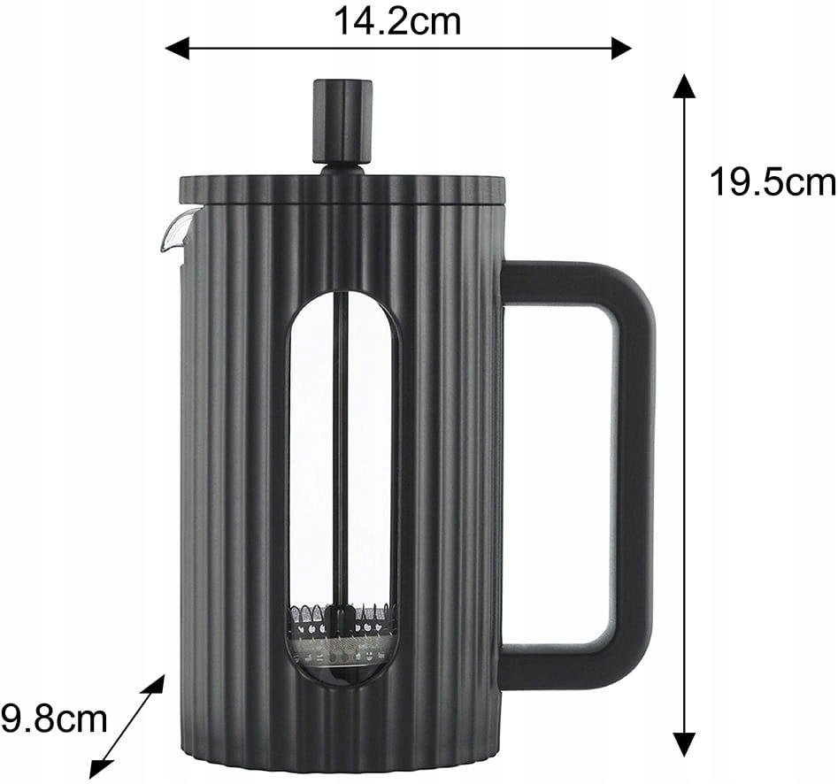 French press Klausberg KB-7746 – kanvica 600 ml na kávu a čaj s nerezovým piestom - čierna