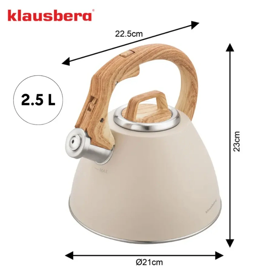 Pískacia kanvica na sporák Klausberg 2,5 l KB-7954 – béžová