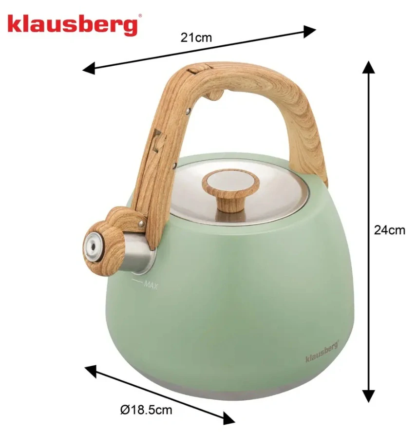 Pískacia kanvica na sporák Klausberg 2,5 l KB-9039 – šalviovo zelená