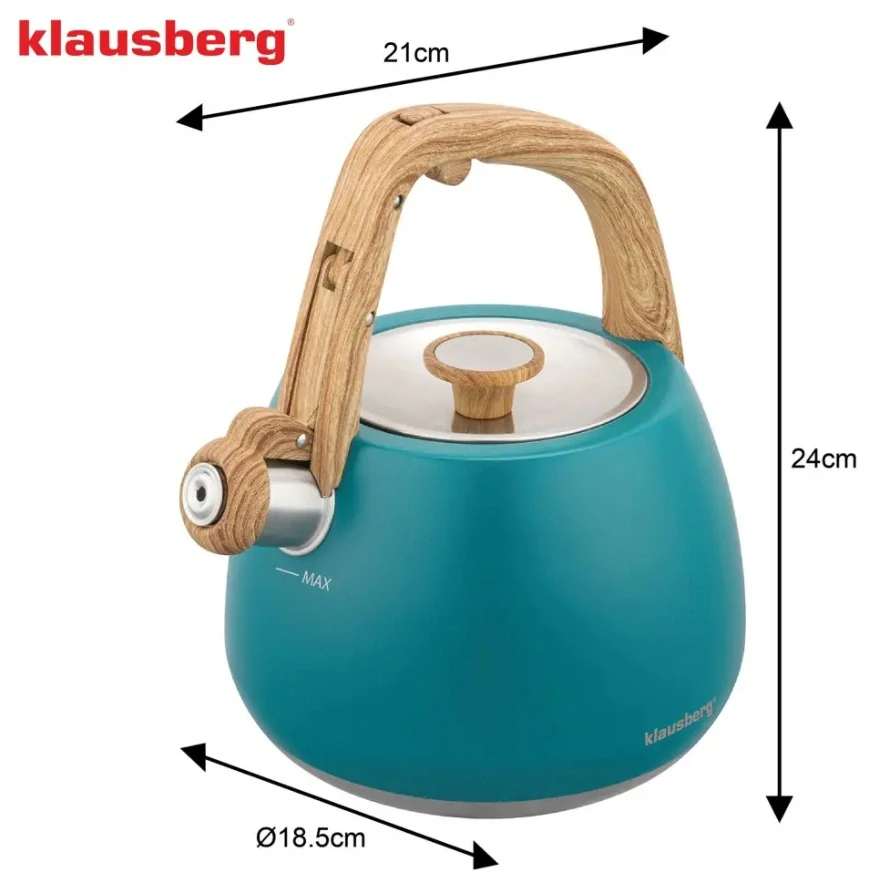 Pískacia kanvica na sporák Klausberg 2,5 l KB-9040 – tyrkysová
