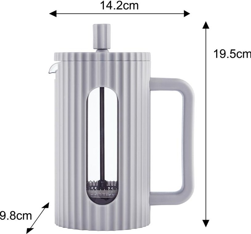 French press Klausberg KB-7747 – kanvica 600 ml na kávu a čaj s nerezovým piestom - šedá