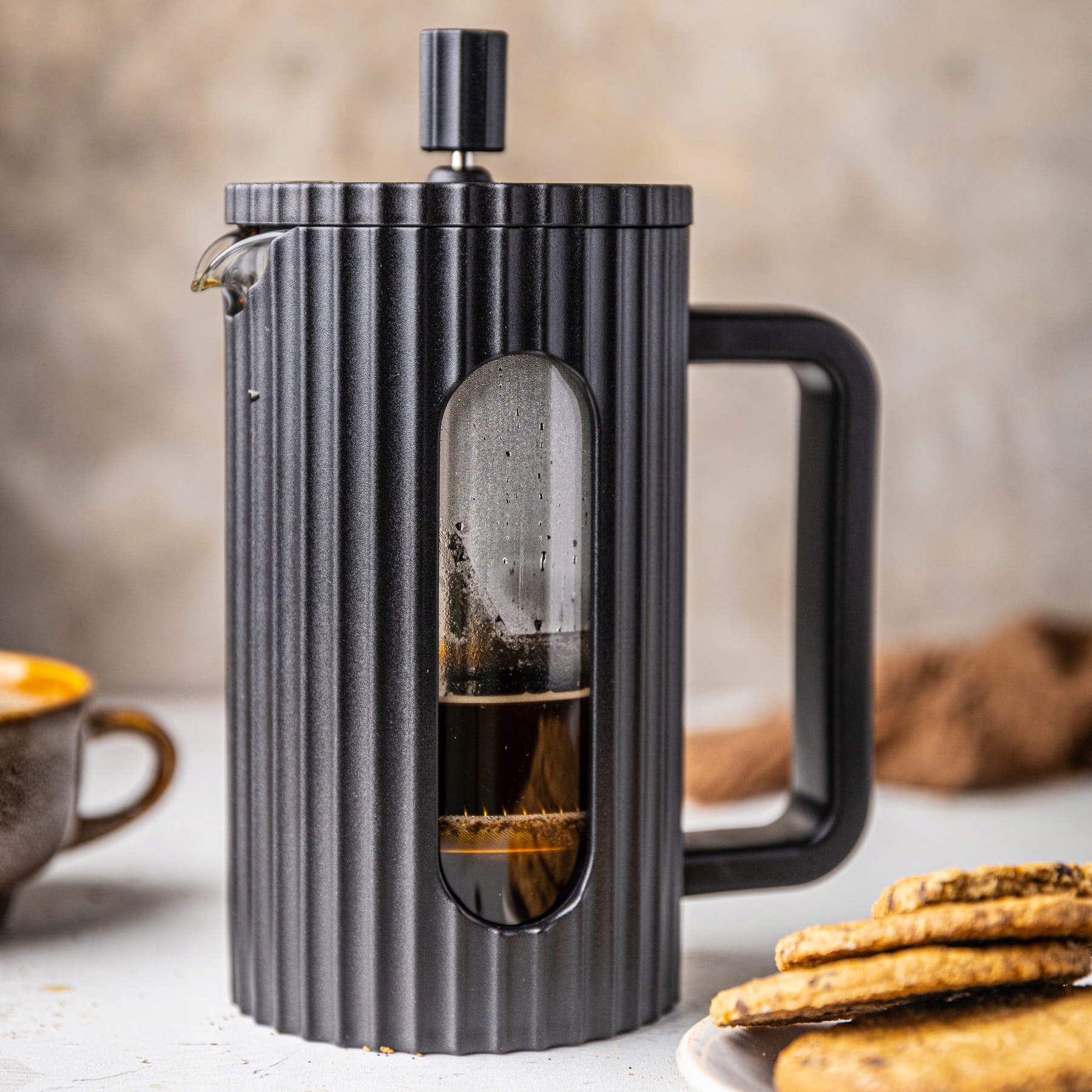 French press Klausberg KB-7746 – kanvica 600 ml na kávu a čaj s nerezovým piestom - čierna