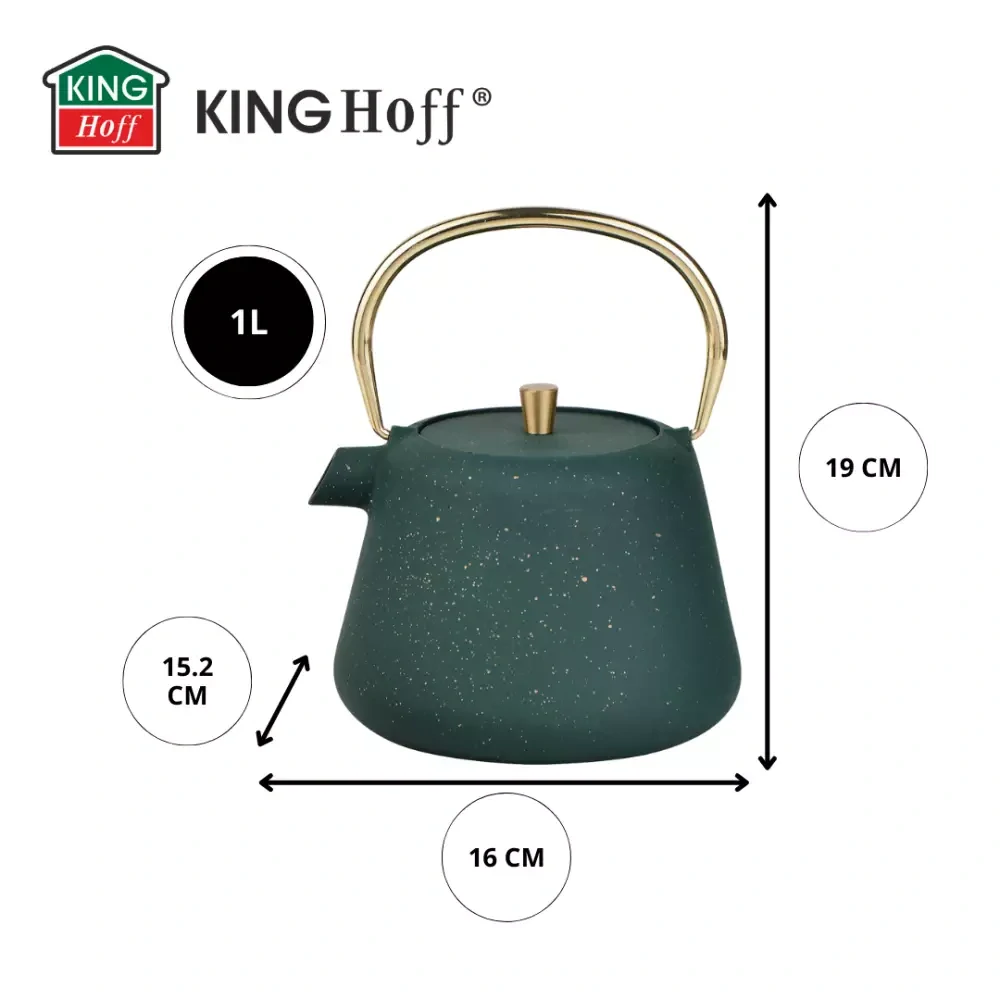 KingHoff liatinová kanvica na čaj so sitkom KH-1933 - 1l - zelená