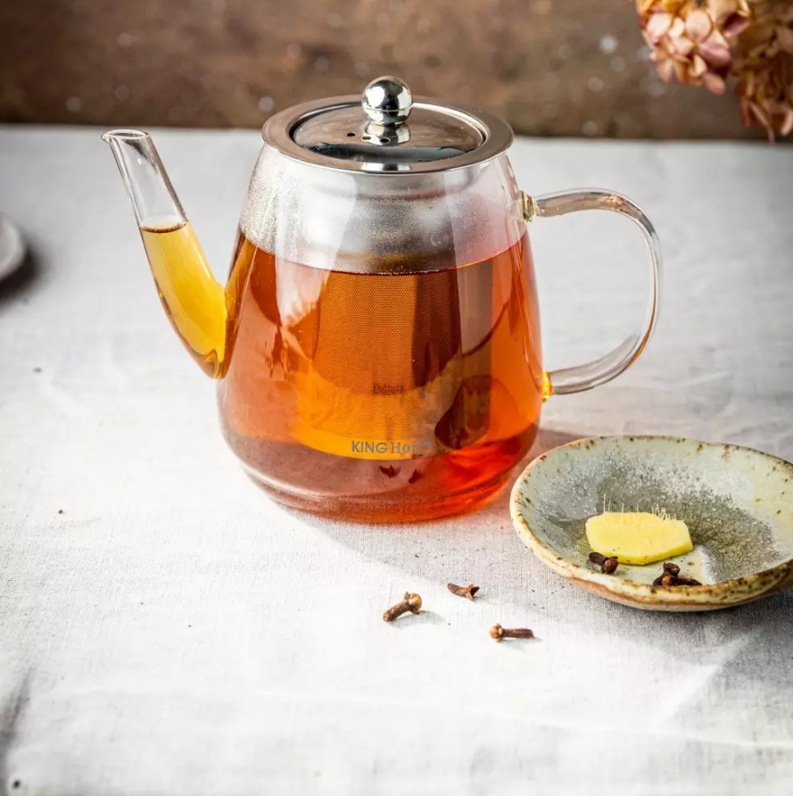 Zaparovacia kanvica na čaj a kávu King Hoff KH-4842 – sklenená 0,6L s nerezovým filtrom