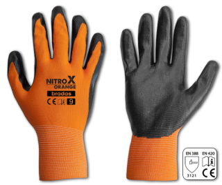 BRADAS NITROX ORANGE – ochranné nitrilové pracovné rukavice, veľ. 9