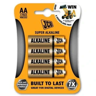 JCB Super Alkaline tužkové batérie AA (LR6), 1,5 V – 4 ks