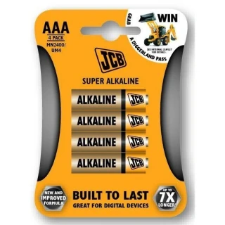JCB Super Alkaline mikrotužkové batérie AAA (LR03), 1,5 V – 4 ks