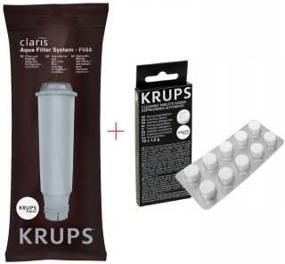 Krups F08801 Claris filter + čistiace tablety XS3000 – set údržby kávovaru